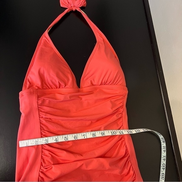 Coco Rave body contouring one piece swimsuit, orange, full coverage overskirt M - Picture 13 of 16